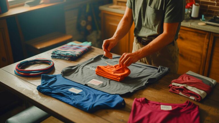 Illustration de la transformation créative de vieux t-shirts en accessoires pratiques (généré par IA). Credit: Ideogram.