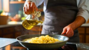 Illustration de la cuisson de pâtes pour une légèreté et une digestibilité améliorées.