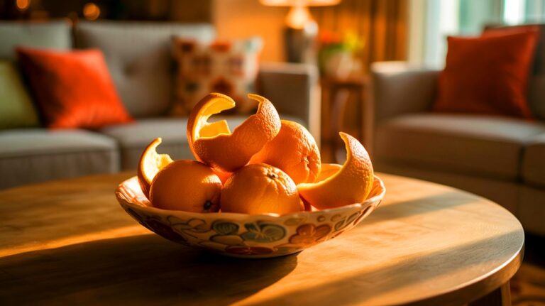 Illustration de l'utilisation des pelures d'orange pour parfumer naturellement un intérieur (généré par IA). Credit: Ideogram.