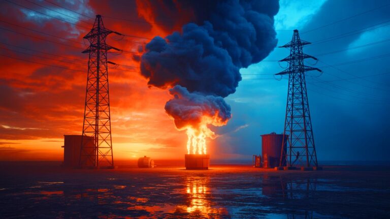 Illustration de comparaison des sources d'énergie : fioul, gaz et électricité (généré par IA). Credit: Ideogram.