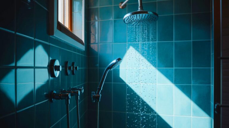 Illustration de l'élimination naturelle des moisissures dans la douche sans produits chimiques.