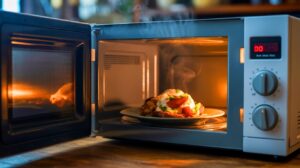 Illustration de l'impact du réchauffage au micro-ondes sur la qualité des aliments.